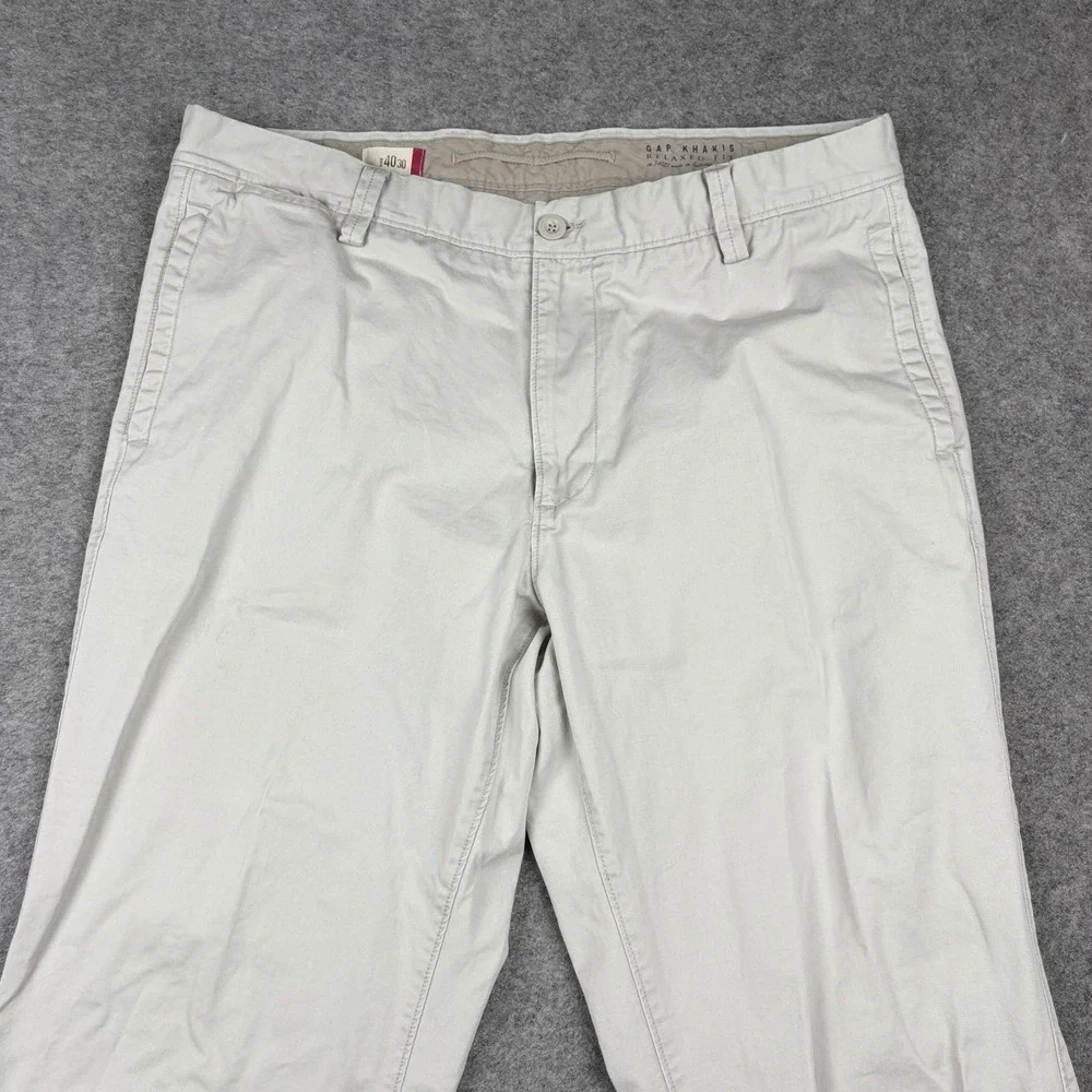 Gap Khakis Relaxed Fit Mens 40x30‎ Beige Chino Pants Cotton Outdoor Beach Casual